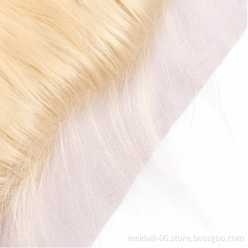 color 613 blond body wave hair virgin remy Indian hair 13*4 lace frontal